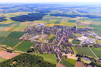 Location overview from the east with sprintBOX GmbH and Schäflein Logistics GmbH in Grettstadt in the state Bavaria, Germany