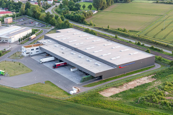 Aerial photograpy of Warehouses and forwarding building of Eichenlaub Logistik GmbH in Rohrbach in the state Rhineland-Palatinate, Germany