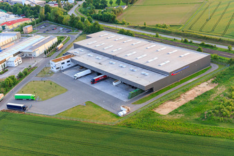 Aerial view of Eichenlaub Logistik GmbH from Northeast in Rohrbach in the state Rhineland-Palatinate, Germany