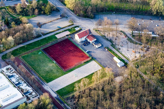 Rheinauenhalle and sports field in Waldsee in the state Rhineland-Palatinate, Germany