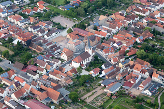 Bird's eye view of Ottersheim bei Landau in the state Rhineland-Palatinate, Germany