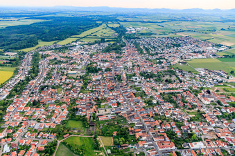 City view in the evening from the east in Herxheim bei Landau in the state Rhineland-Palatinate, Germany