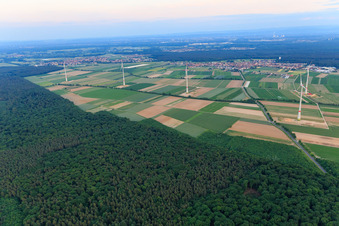 Hatzenbühler wind farm after completion in Herxheim bei Landau in the state Rhineland-Palatinate, Germany