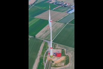 Aerial view of Last construction site in the Hatzenbühler wind farm in Hatzenbühl in the state Rhineland-Palatinate, Germany
