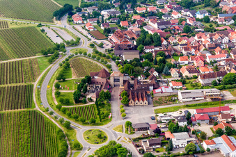 Oblique view of District Schweigen in Schweigen-Rechtenbach in the state Rhineland-Palatinate, Germany