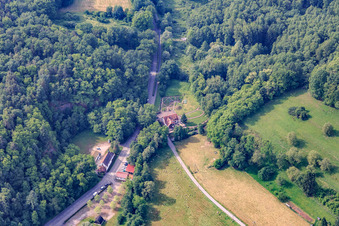 Aerial view of Place of the first European unification in the district Sankt Germanshof in Bobenthal in the state Rhineland-Palatinate, Germany