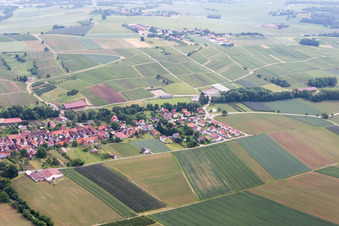 Steinseltz in the state Bas-Rhin, France viewn from the air