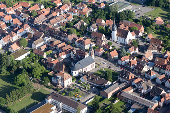 Oblique view of Soultz-sous-Forêts in the state Bas-Rhin, France