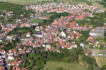Oblique view of Kutzenhausen in the state Bas-Rhin, France