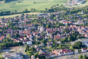 Soultz-sous-Forêts in the state Bas-Rhin, France from the plane