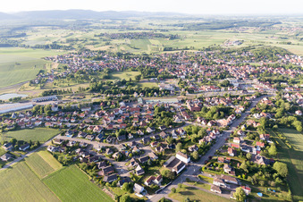 Bird's eye view of Soultz-sous-Forêts in the state Bas-Rhin, France