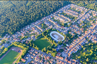 Aerial photograpy of Track cycling race track Dudenhofen in Dudenhofen in the state Rhineland-Palatinate, Germany