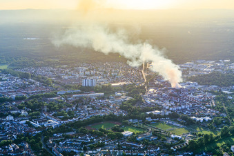 Major fire in Speyer in the state Rhineland-Palatinate, Germany out of the air
