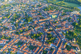 City overview with Kronenwerkstraße in Philippsburg in the state Baden-Wuerttemberg, Germany