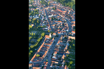 Aerial view of Main Street in the district Liedolsheim in Dettenheim in the state Baden-Wuerttemberg, Germany