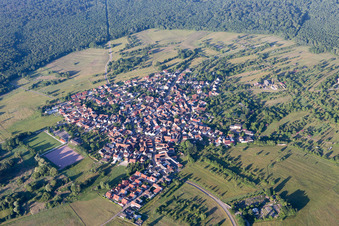 Bird's eye view of District Büchelberg in Wörth am Rhein in the state Rhineland-Palatinate, Germany