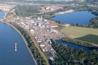 Aerial view of Harbor in Lauterbourg in the state Bas-Rhin, France