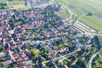 District Schweigen in Schweigen-Rechtenbach in the state Rhineland-Palatinate, Germany seen from above