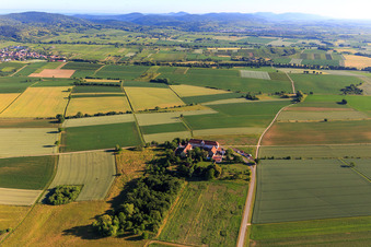 Aerial view of Workshop for hidden talents non-profit GmbH in Haftelhof from the south in Schweighofen in the state Rhineland-Palatinate, Germany