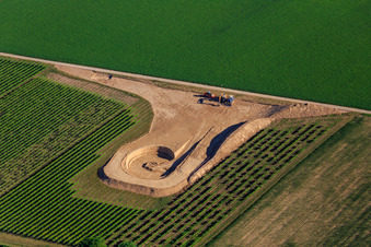 Aerial view of Construction site of the EnBW wind farm Freckenfeld - for wind turbine with 6 wind turbines in Freckenfeld in the state Rhineland-Palatinate, Germany