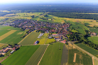 Village view from the north in Minfeld in the state Rhineland-Palatinate, Germany