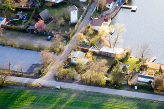 Aerial photograpy of Middle path at the Swan Pond in the Blue Adriatic recreation area in Altrip in the state Rhineland-Palatinate, Germany