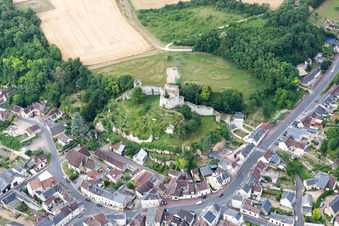 Montoire-sur-le-Loir in the state Loir et Cher, France viewn from the air