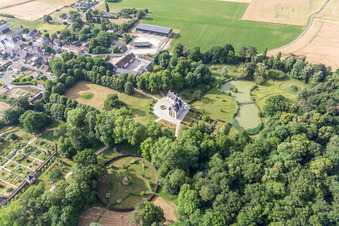 Oblique view of Buildings and park of the castle in Saint-Cyr-du-Gault in Centre-Val de Loire, France