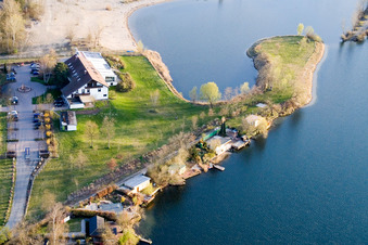 Aerial photograpy of Hotel Darstein in the Blue Adriatic recreation area in Altrip in the state Rhineland-Palatinate, Germany
