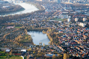 Aerial view of Stollenwörthweier in the district Niederfeld in Mannheim in the state Baden-Wuerttemberg, Germany