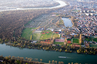 Sports facilities, Stollenwörthweier in the district Neckarau in Mannheim in the state Baden-Wuerttemberg, Germany