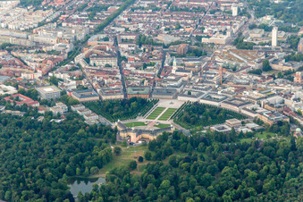 Oblique view of Castle Park in the district Innenstadt-West in Karlsruhe in the state Baden-Wuerttemberg, Germany