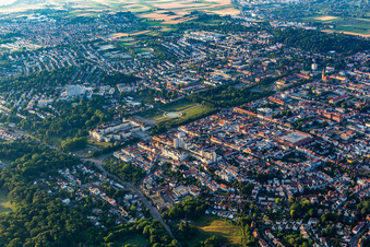 Aerial view of Building complex in the park of the castle Residenzschloss Ludwigsburg in Ludwigsburg in the state Baden-Wurttemberg, Germany