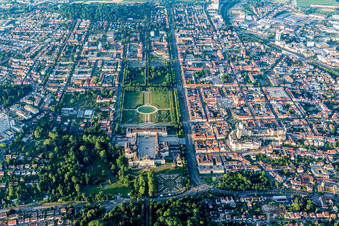 Building complex in the park of the castle Residenzschloss Ludwigsburg and Gartenschau Bluehendes Barock in Ludwigsburg in the state Baden-Wurttemberg, Germany