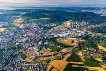Town View of the streets and houses of the residential areas in Winnenden in the state Baden-Wurttemberg, Germany