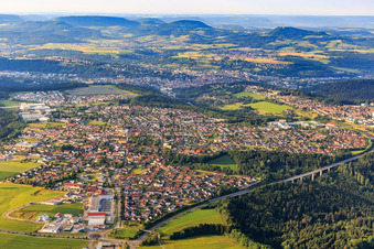 City view from the north in Mutlangen in the state Baden-Wuerttemberg, Germany