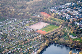 Aerial view of MFC 08 in the district Niederfeld in Mannheim in the state Baden-Wuerttemberg, Germany