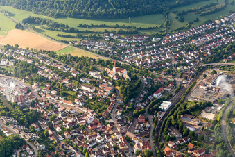 Aerial view of District Unterkochen in Aalen in the state Baden-Wuerttemberg, Germany