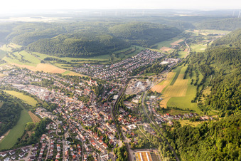 Aerial photograpy of District Unterkochen in Aalen in the state Baden-Wuerttemberg, Germany