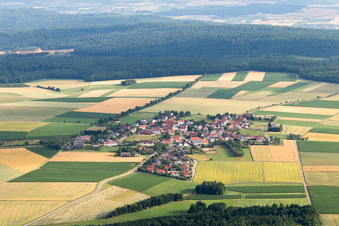 Aerial view of From the south in the district Schweindorf in Neresheim in the state Baden-Wuerttemberg, Germany