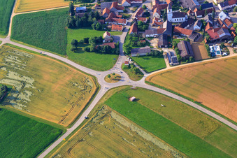 Roundabout at the northern entrance to the town in the district Schaffhausen in Mönchsdeggingen in the state Bavaria, Germany