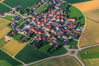 Evangelical St. Lorenz Church from the northeast in the district Schaffhausen in Mönchsdeggingen in the state Bavaria, Germany