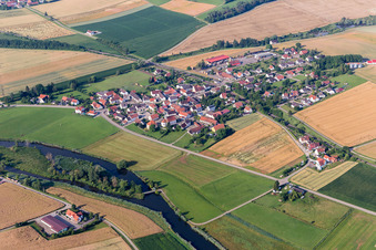 Village on the river bank areas of Woernitz in Woernitzstein in the state Bavaria, Germany