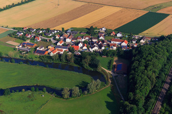 Felsheim district on the Rörnitz loop from the south in the district Riedlingen in Donauwörth in the state Bavaria, Germany