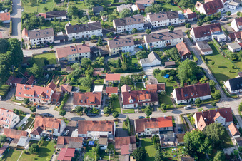 Ramberg settlement in the district Riedlingen in Donauwörth in the state Bavaria, Germany from a drone