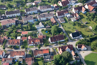 Ramberg settlement in the district Riedlingen in Donauwörth in the state Bavaria, Germany seen from a drone