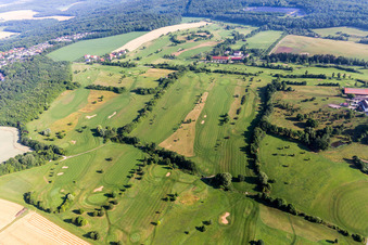 Grounds of the Golf course at of Golfclub Donauwoerth Gut Lederstatt in Donauwoerth in the state Bavaria, Germany out of the air