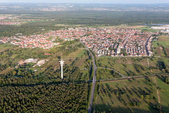 Drone image of Philippsburg in the state Baden-Wuerttemberg, Germany