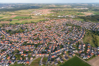 Aerial view of Town View of the streets and houses of the residential areas in Sankt Leon in the state Baden-Wurttemberg, Germany