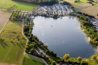 Aerial view of Leisure center of water skiing - racetrack in Sankt Leon-Rot in the state Baden-Wurttemberg, Germany